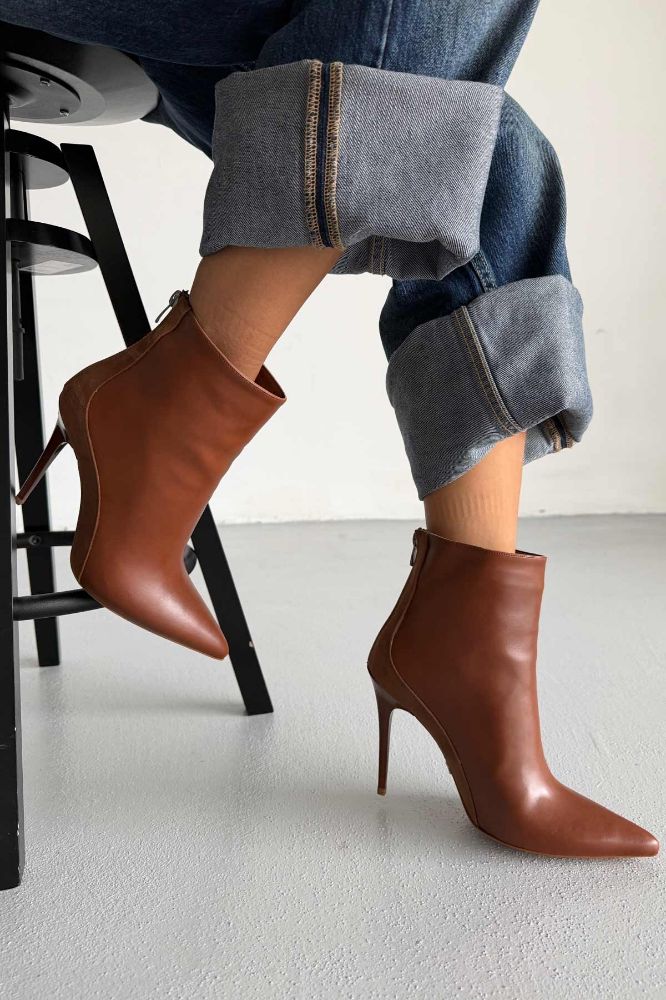 Hayes İnce Topuk 10 Cm Taba Mat Ve Süet Bot resmi