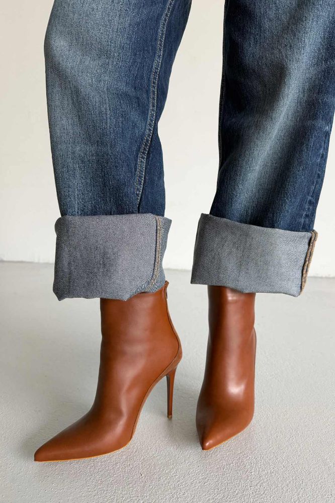 Hayes İnce Topuk 10 Cm Taba Mat Ve Süet Bot resmi