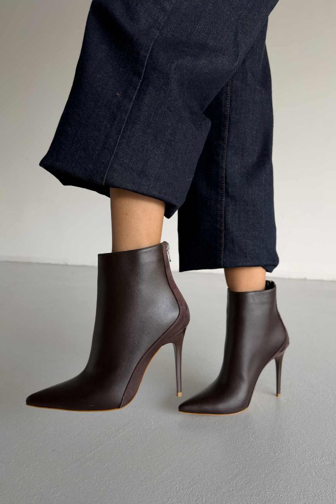 Hayes İnce Topuk 10 Cm Acı Kahve Mat Ve Süet Bot resmi