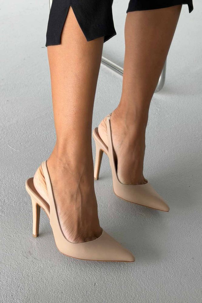 Monica İnce Topuk 10 Cm Nude Mat Stiletto resmi