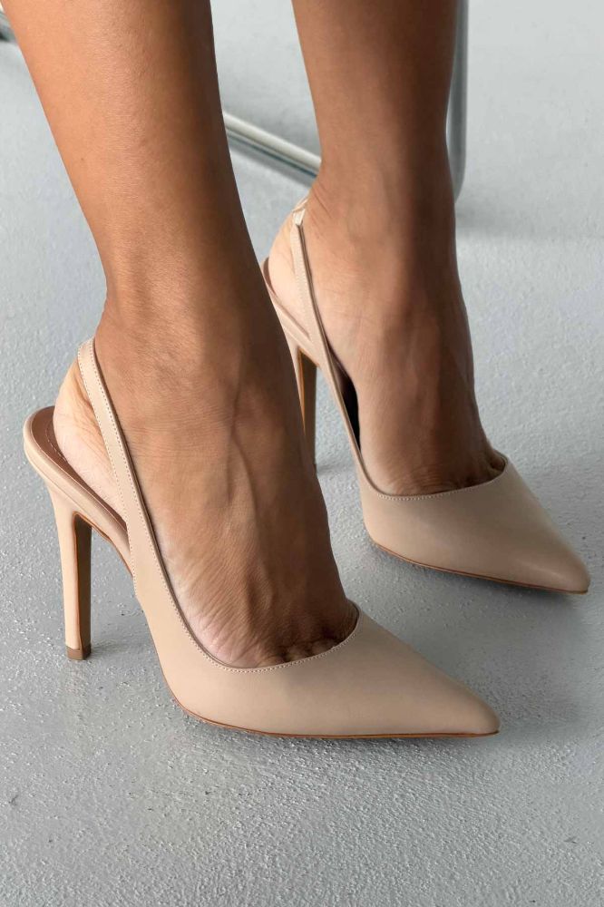 Monica İnce Topuk 10 Cm Nude Mat Stiletto resmi