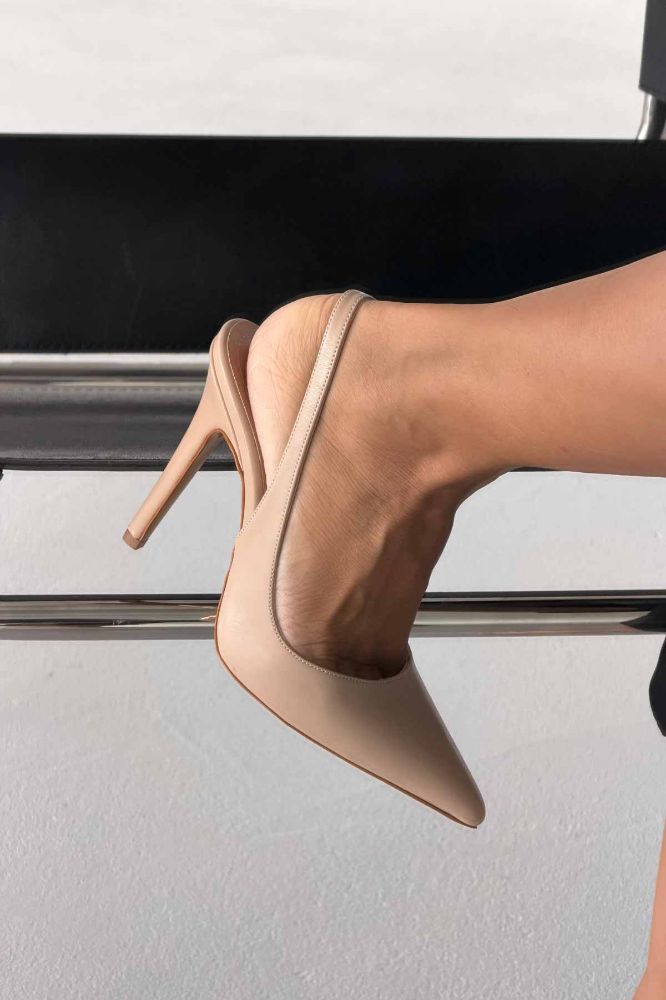 Monica İnce Topuk 10 Cm Nude Mat Stiletto resmi