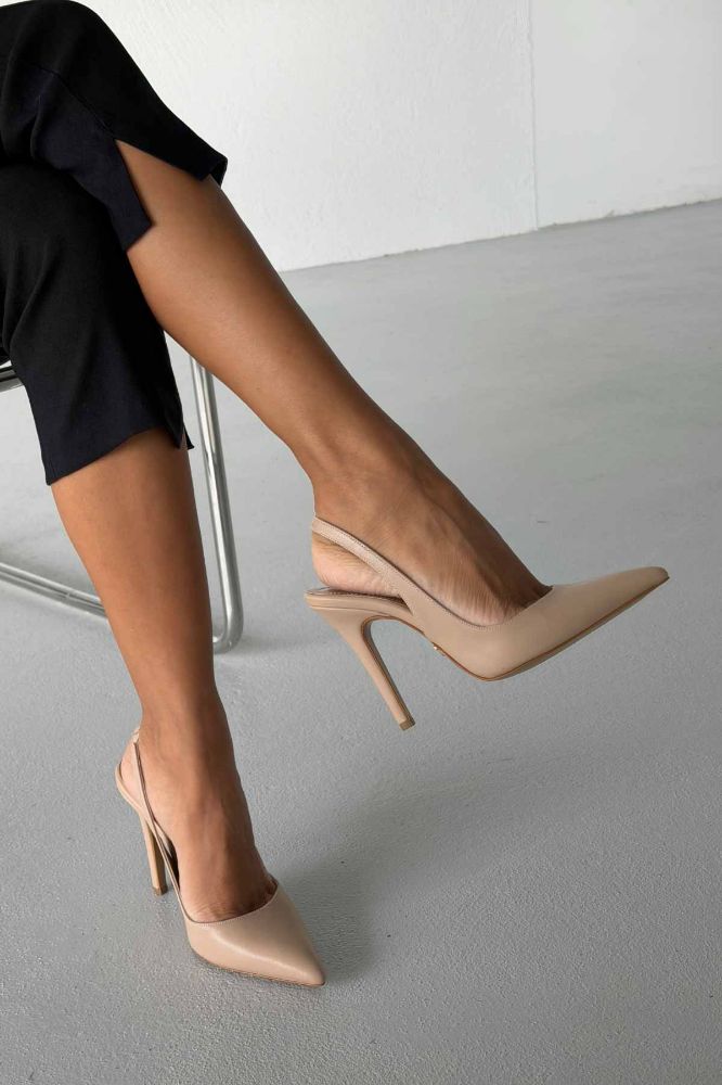 Monica İnce Topuk 10 Cm Nude Mat Stiletto resmi