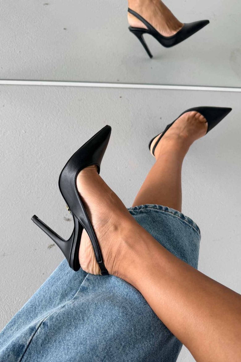 Monica İnce Topuk 10 Cm Siyah Mat Stiletto resmi