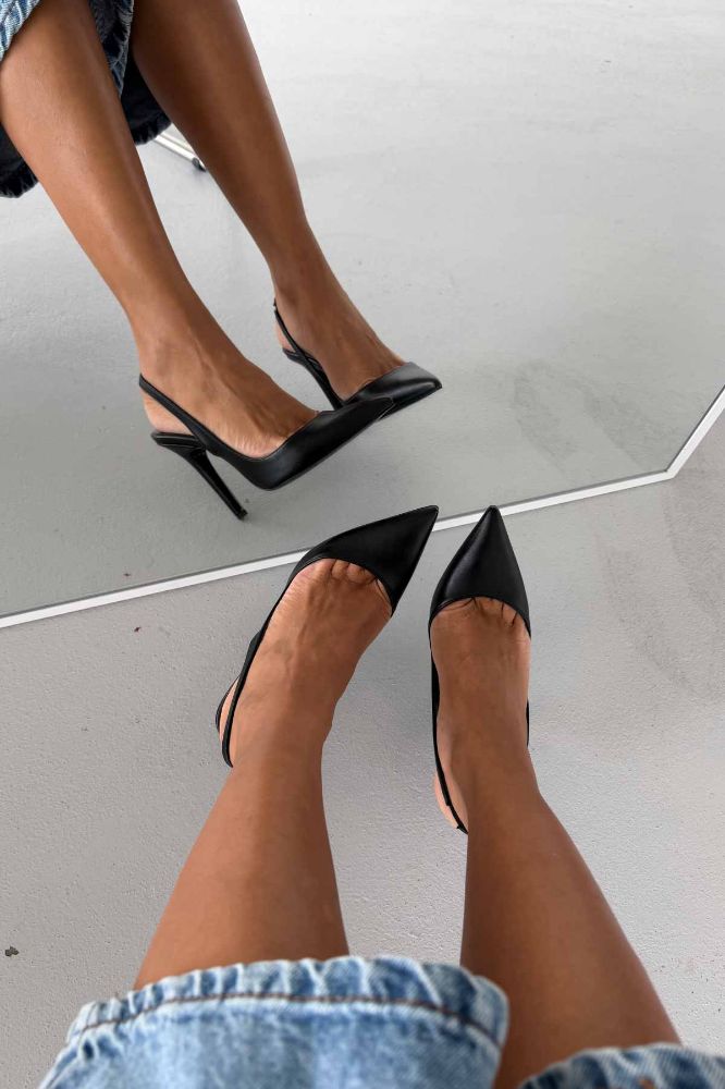 Monica İnce Topuk 10 Cm Siyah Mat Stiletto resmi