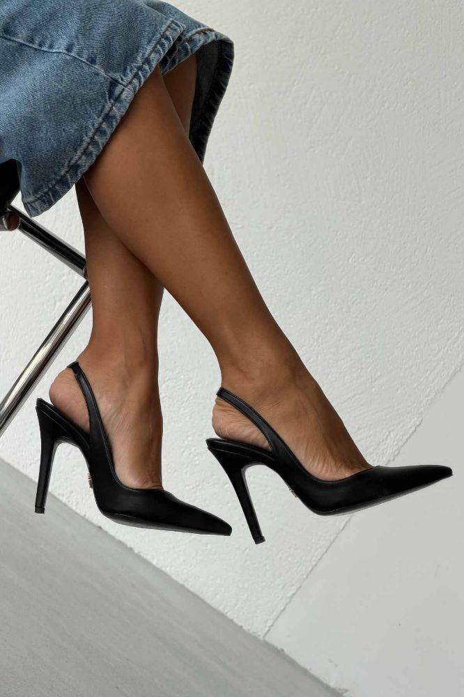 Monica İnce Topuk 10 Cm Siyah Mat Stiletto resmi