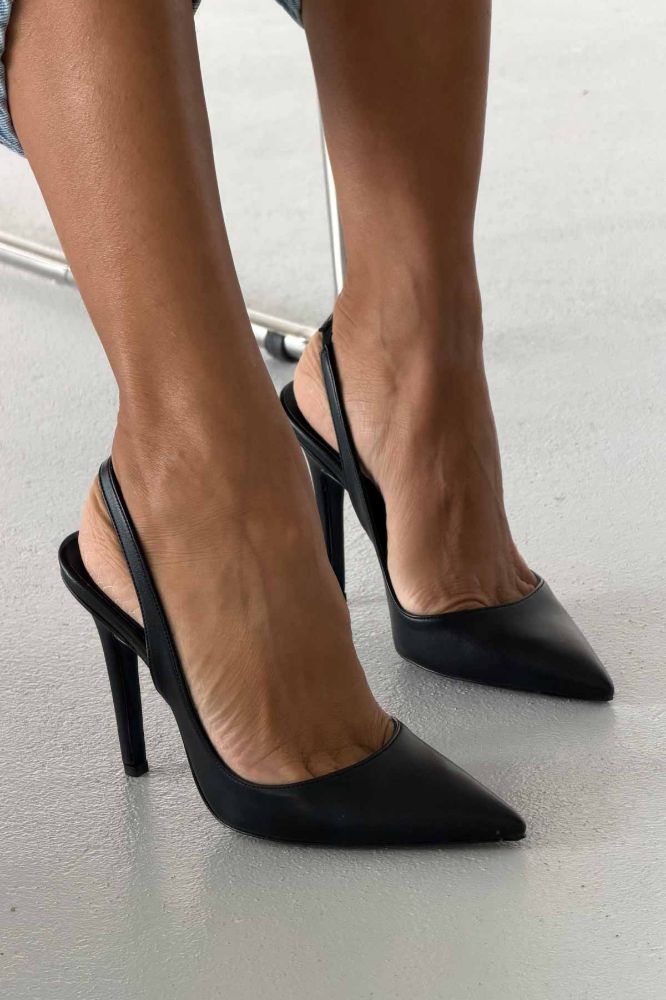 Monica İnce Topuk 10 Cm Siyah Mat Stiletto resmi