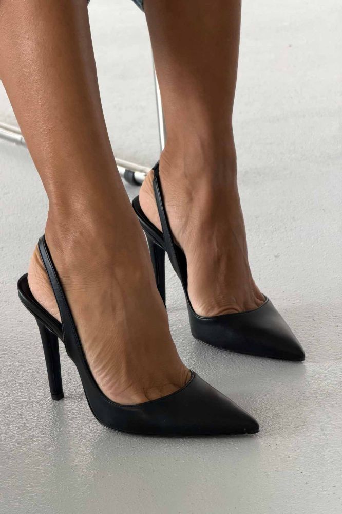 Monica İnce Topuk 10 Cm Siyah Mat Stiletto resmi
