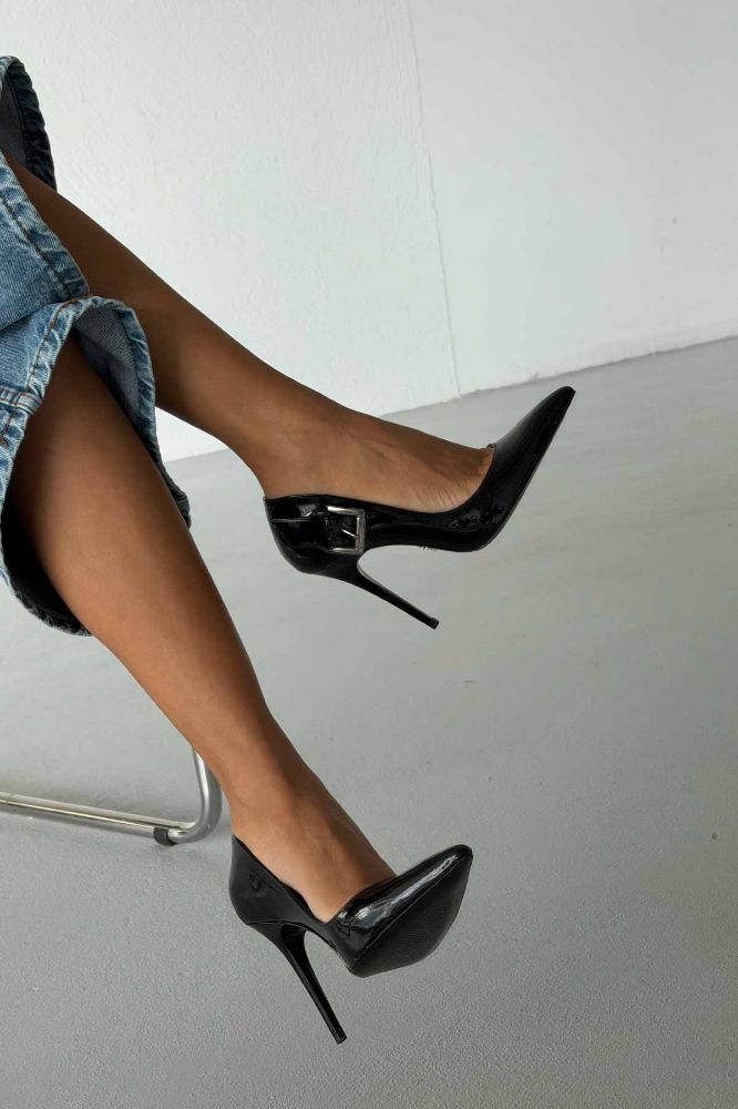Nadja Clasp Toka Detaylı İnce Topuk 10 Cm Siyah Stiletto resmi