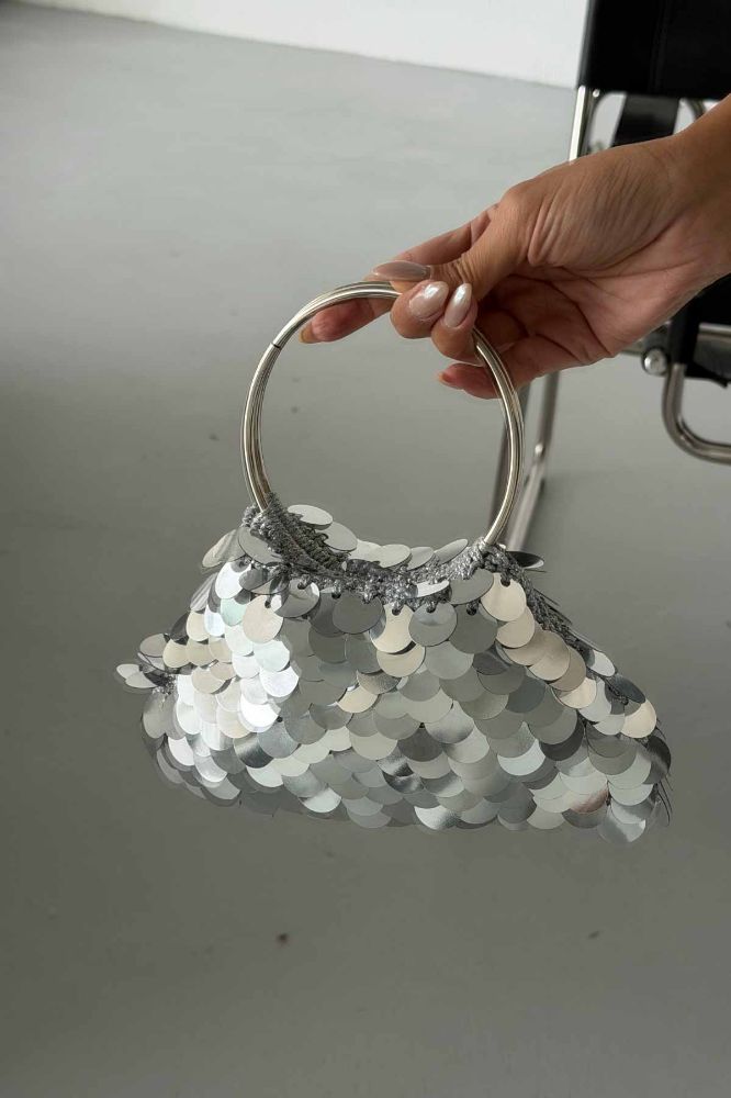 Elea Pullu Payetli Çanta   GÜMÜŞ ÇANTA resmi