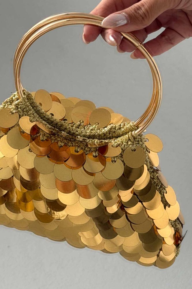 Elea Pullu Payetli Çanta   ALTIN ÇANTA resmi