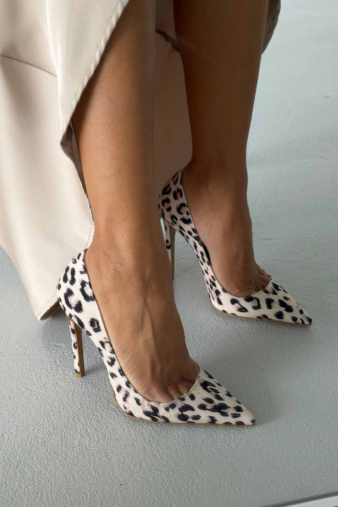 Fia İnce Topuk 12 Cm Leopar Stiletto resmi