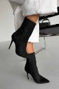 Eleganza İnce Topuk 10 Cm Siyah Süet Bot