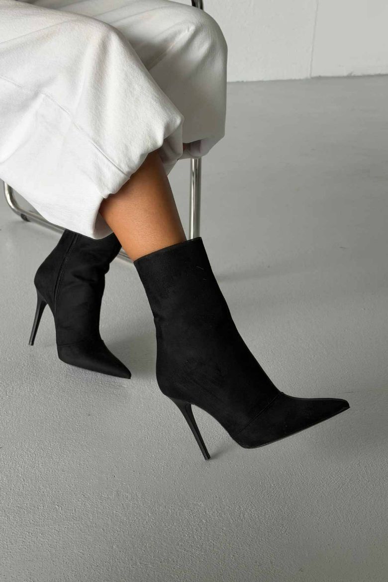 Eleganza İnce Topuk 10 Cm Siyah Süet Bot resmi