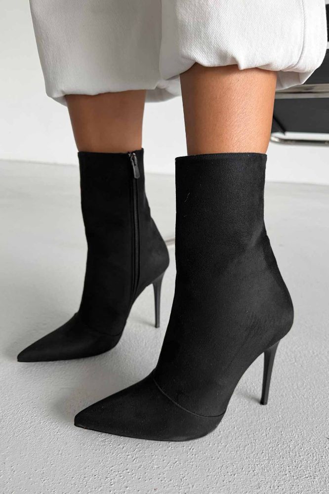 Eleganza İnce Topuk 10 Cm Siyah Süet Bot resmi