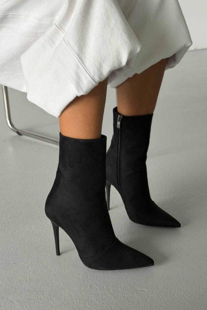 Eleganza İnce Topuk 10 Cm Siyah Süet Bot resmi
