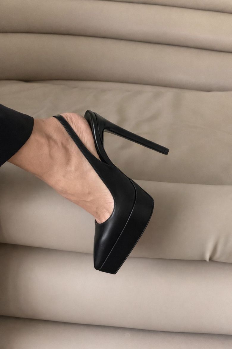 Flex İnce Topuk 13 Cm Siyah Mat Platform resmi