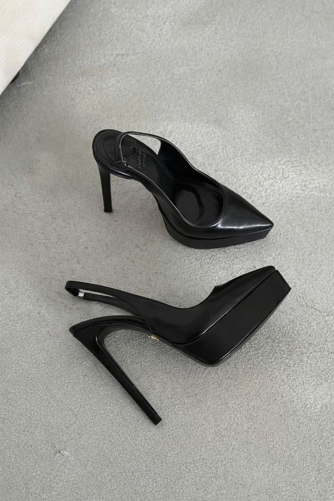 Flex İnce Topuk 13 Cm Siyah Mat Platform resmi