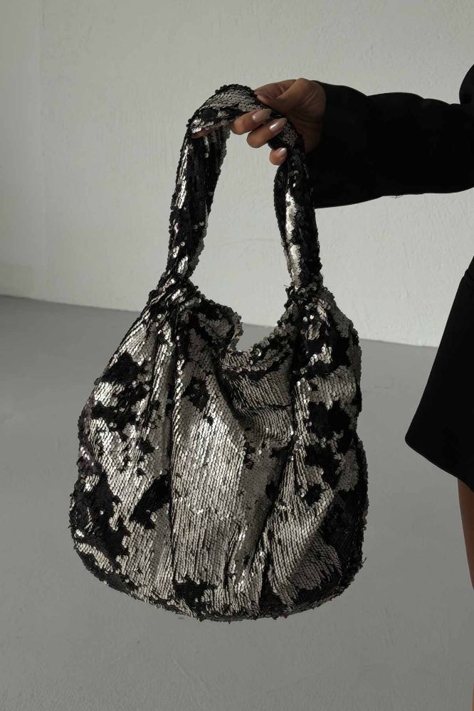 Usra Payetli   GÜMÜŞ SİYAH ÇANTA resmi