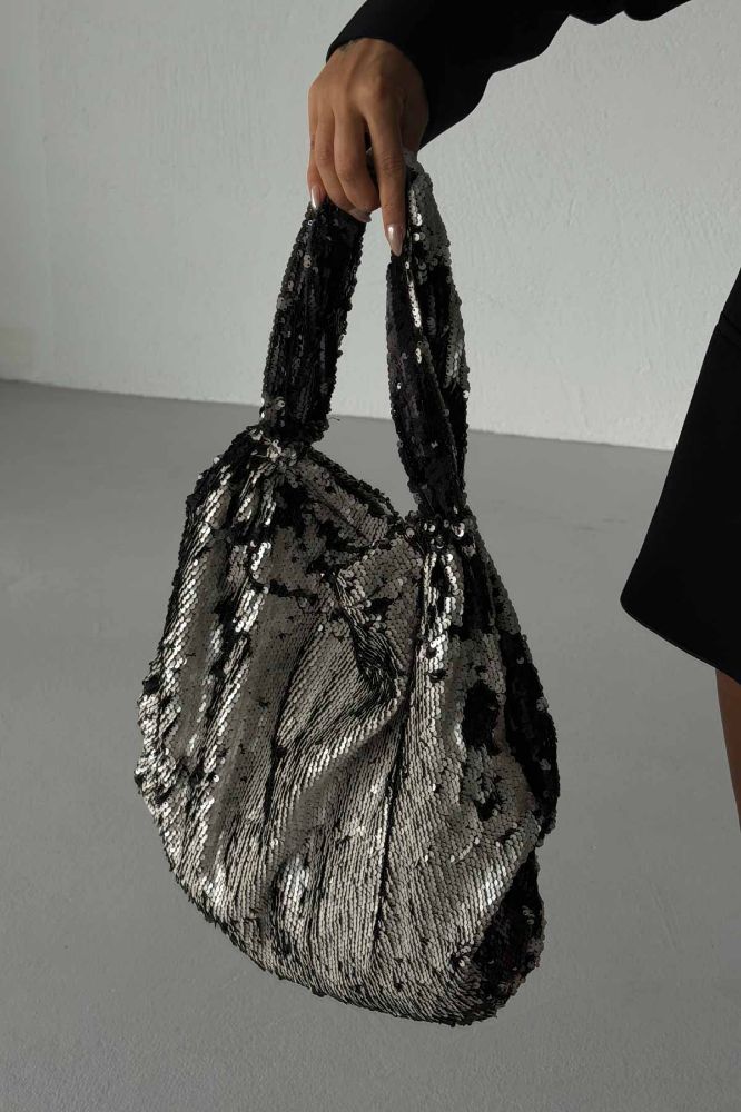 Usra Payetli   GÜMÜŞ SİYAH ÇANTA resmi