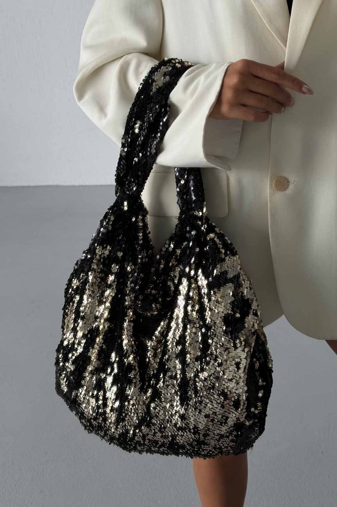 Usra Payetli   SİYAH GOLD ÇANTA resmi