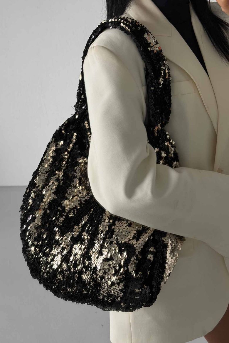 Usra Payetli   SİYAH GOLD ÇANTA resmi