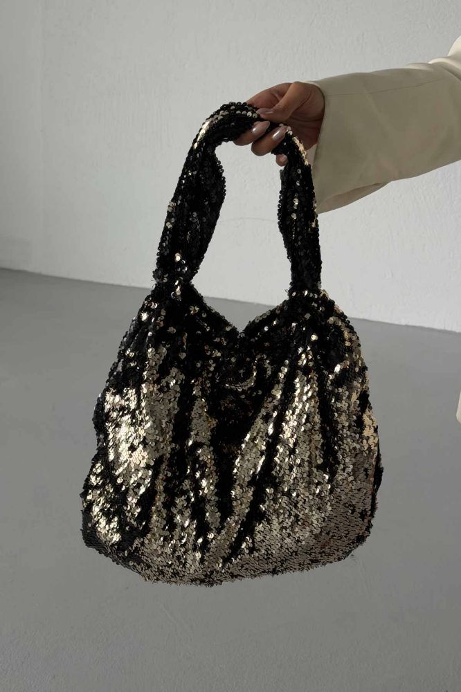 Usra Payetli   SİYAH GOLD ÇANTA resmi
