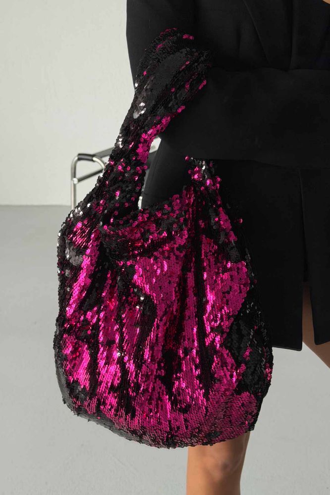 Usra Payetli   FUŞYA SİYAH ÇANTA resmi