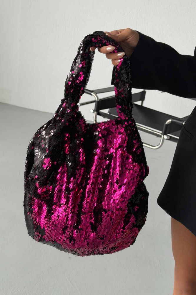 Usra Payetli   FUŞYA SİYAH ÇANTA resmi