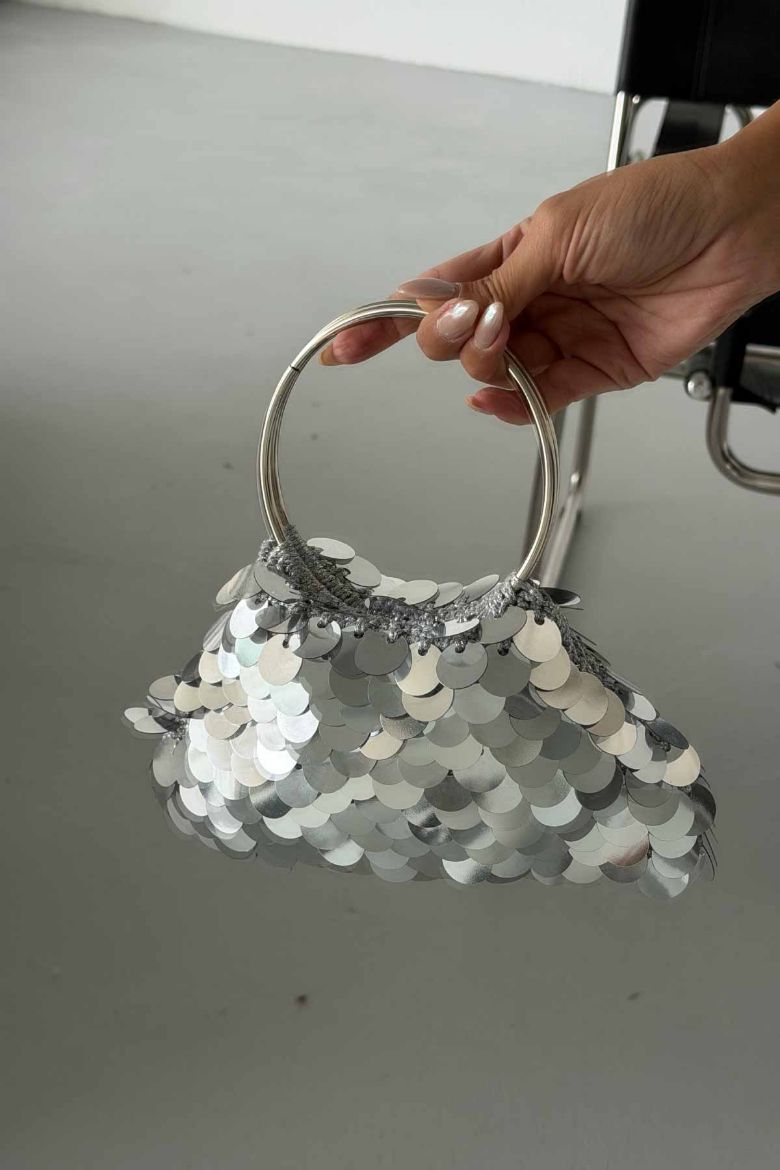 Elea Pullu Payetli Çanta   GÜMÜŞ ÇANTA resmi