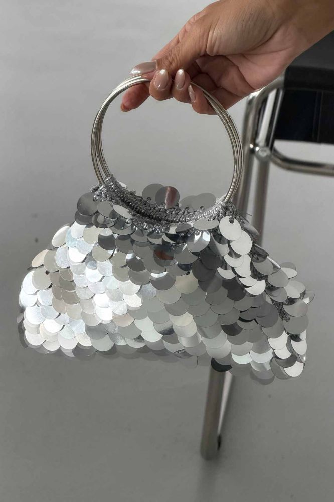 Elea Pullu Payetli Çanta   GÜMÜŞ ÇANTA resmi