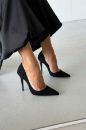 Nadja İnce Topuk 10 Cm Siyah Süet Stiletto