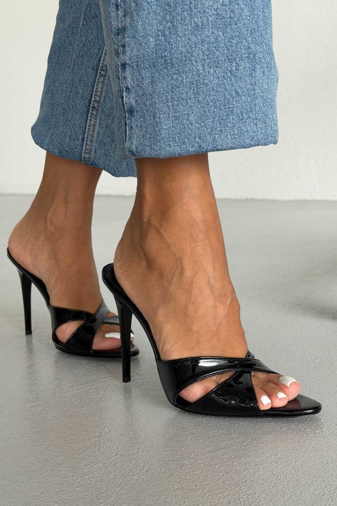 Ophelia  İNCE TOPUK 10 CM SİYAH RUGAN TERLİK resmi