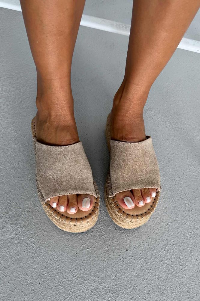 Sverre Hakiki Deri Dolgu Topuk  5 CM TEN SÜET TERLİK resmi