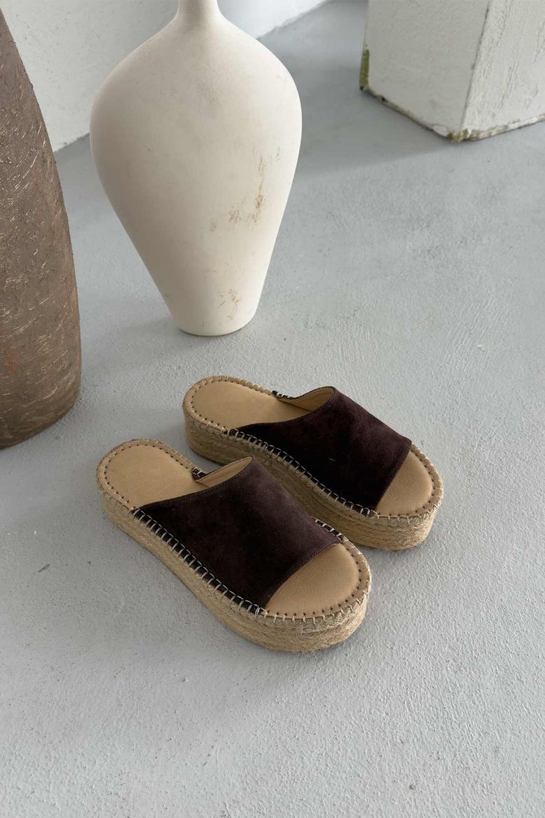 Sverre Hakiki Deri Dolgu Topuk  5 CM KAHVERENGİ SÜET TERLİK resmi