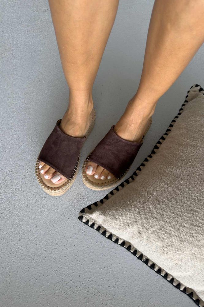 Sverre Hakiki Deri Dolgu Topuk  5 CM KAHVERENGİ SÜET TERLİK resmi