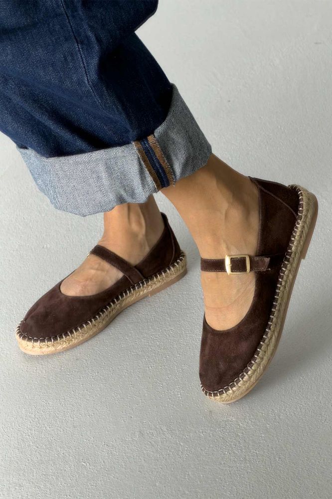 Tobias Hakiki Deri   KAHVERENGİ SÜET BABET resmi