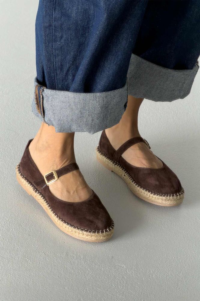 Tobias Hakiki Deri   KAHVERENGİ SÜET BABET resmi