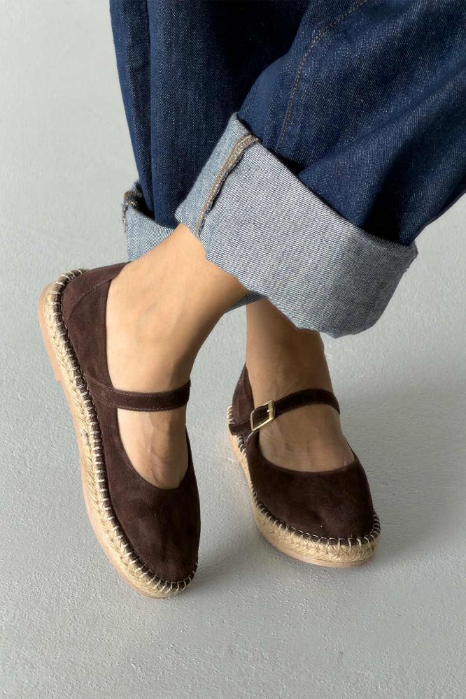 Tobias Hakiki Deri   KAHVERENGİ SÜET BABET resmi