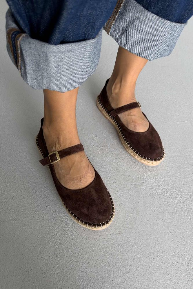 Tobias Hakiki Deri   KAHVERENGİ SÜET BABET resmi