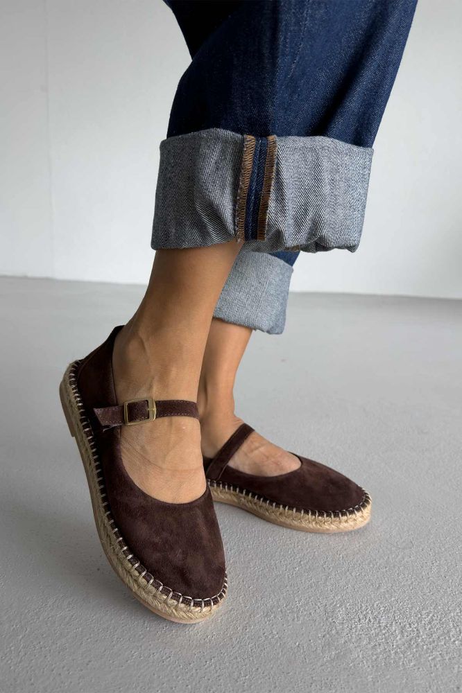 Tobias Hakiki Deri   KAHVERENGİ SÜET BABET resmi