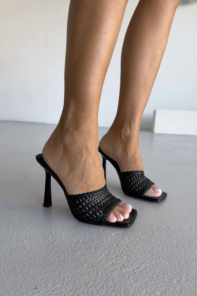 Chiara  İNCE TOPUK 10 CM SİYAH ÖRGÜ TERLİK resmi