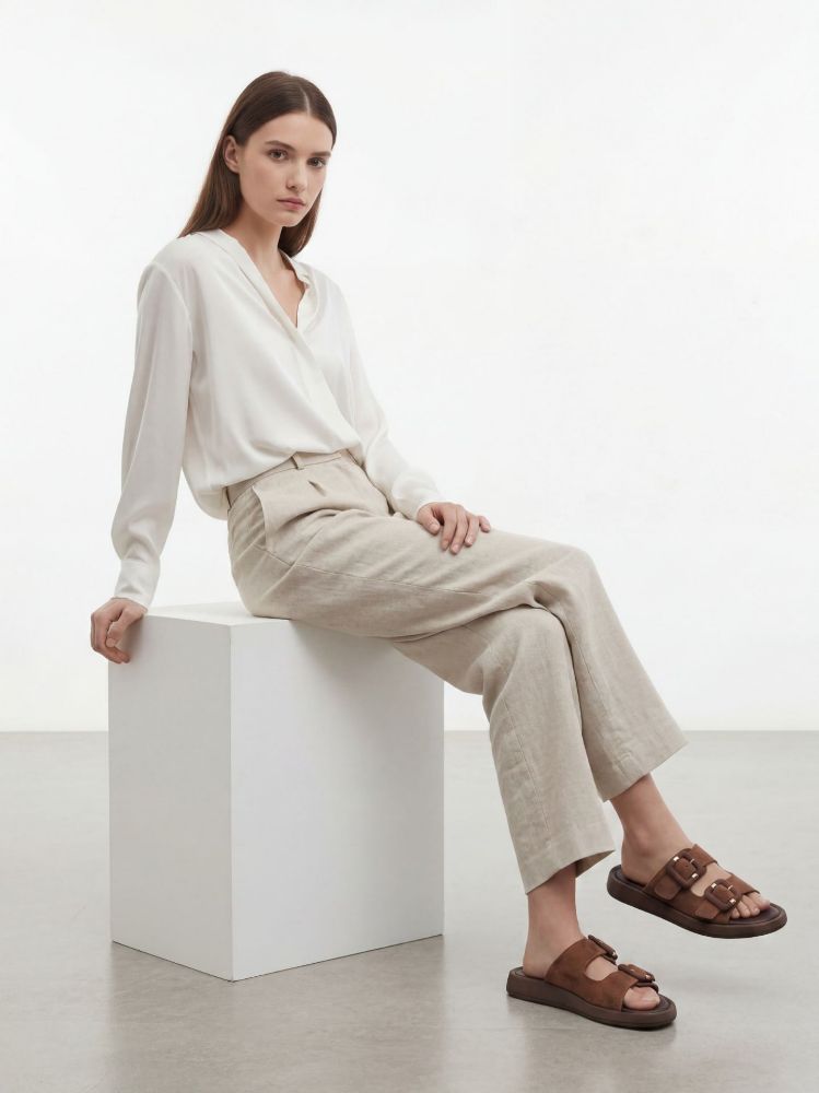 Hugh Toka Detaylı   ACI KAHVE SÜET TERLİK resmi