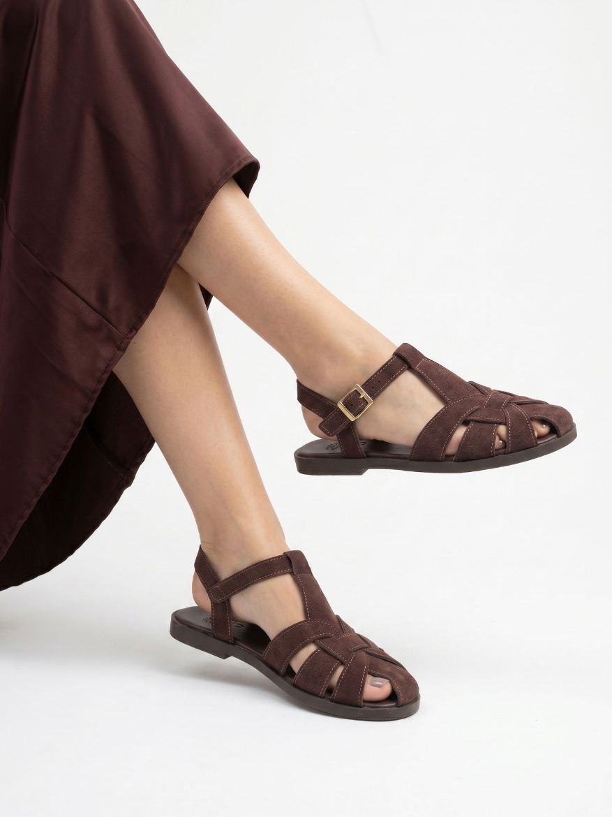 Liam    ACI KAHVE SÜET SANDALET resmi