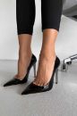 Daria Simli Taban İnce Topuk 12 Cm Siyah Rugan Stiletto