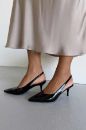 Cosy İnce Topuk 7 Cm Siyah Rugan Stiletto